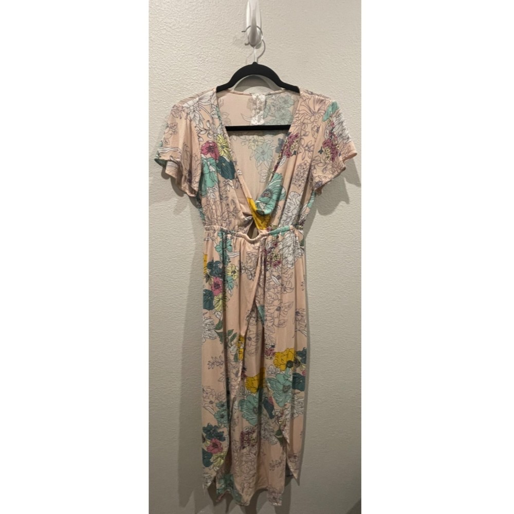 SADIE & SAGE Blush Floral Print Side Slit Maxi Dress